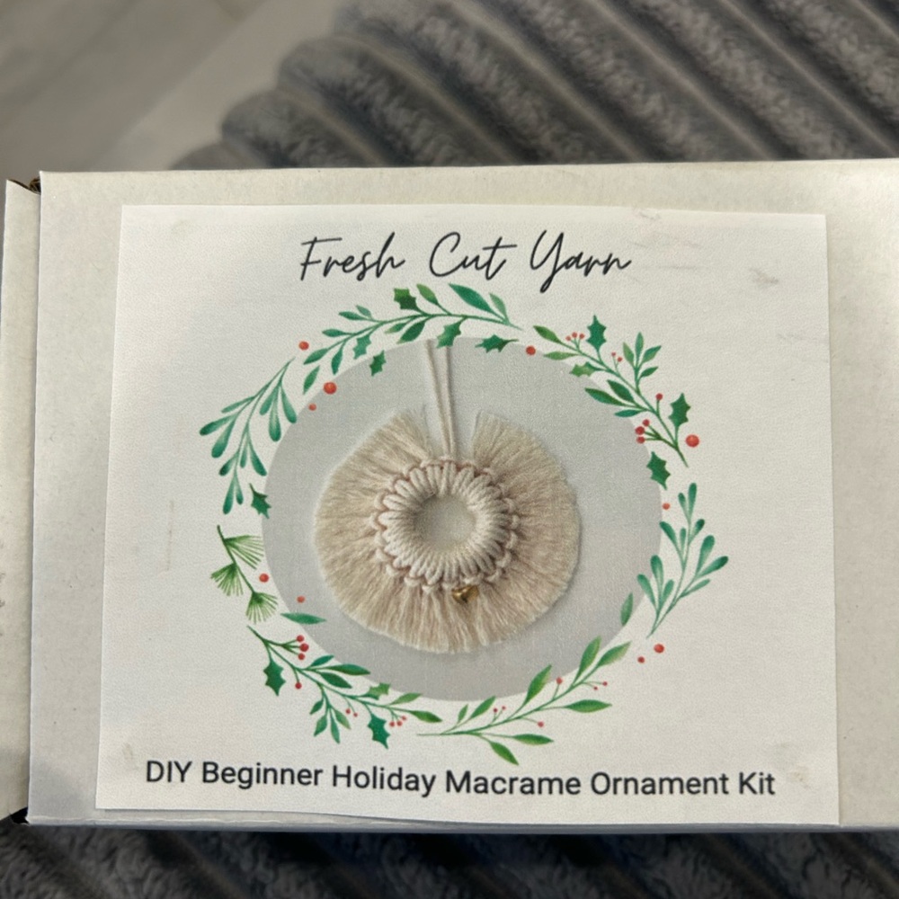 Beige Holiday Macrame Ornament Kit